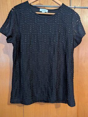 Calvin Klein L Navy Blue Patterned Blouse